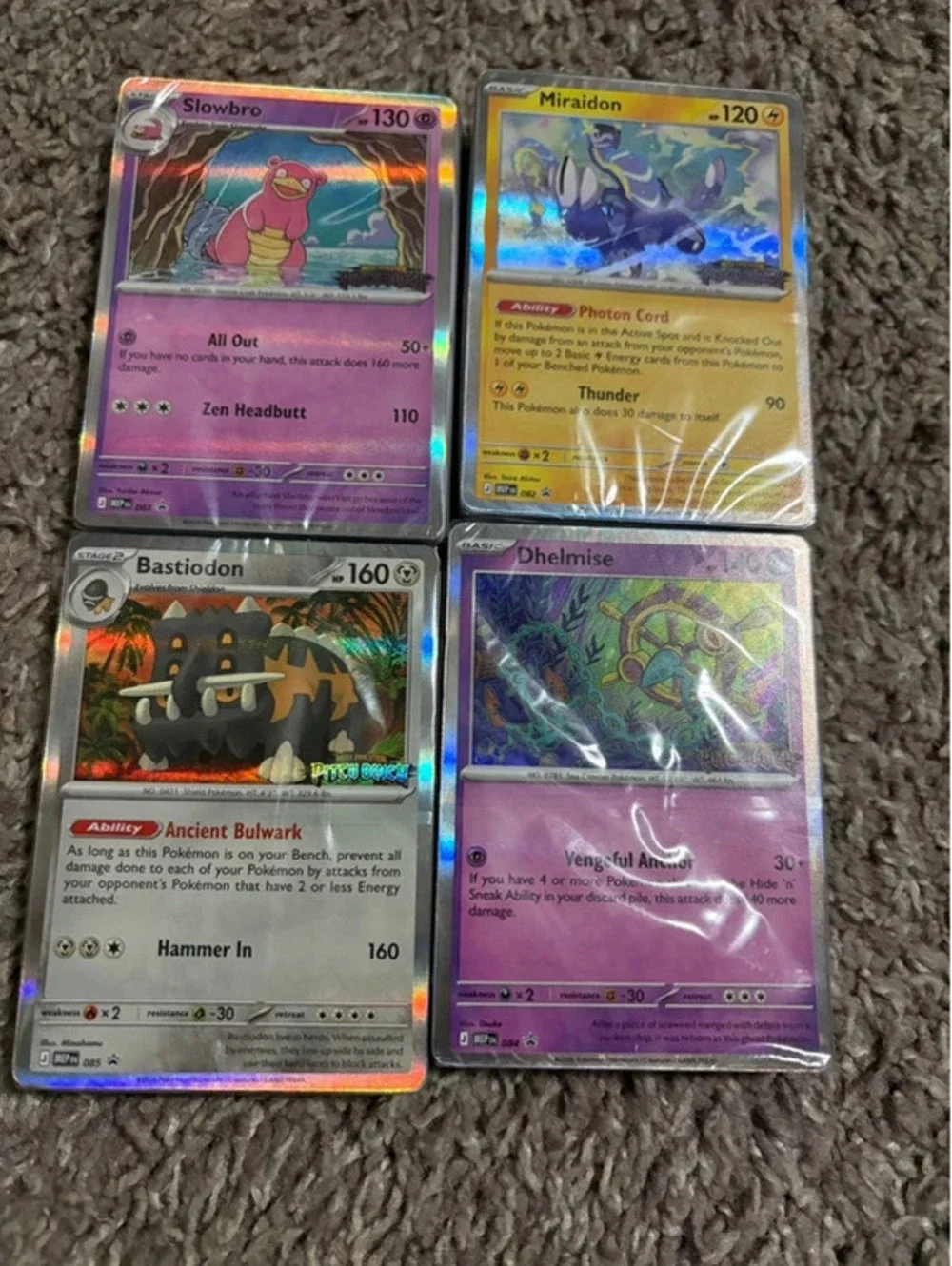 Pokemon TCG Pitch Black Stamped Promos Bastiodon Slowbro Miraidon Dhelmise Cards